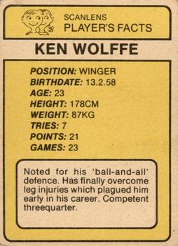 1981 Scanlens #154 Ken Wolffe Back